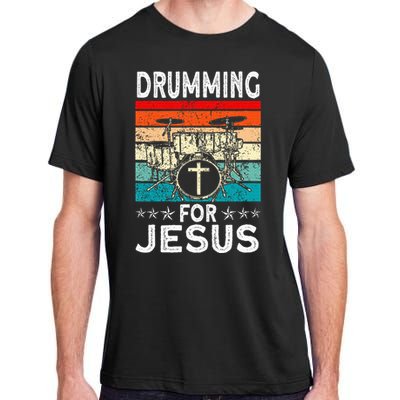 Best Drumming Art For Women Drummer Drum Drumming Jesus Adult ChromaSoft Performance T-Shirt