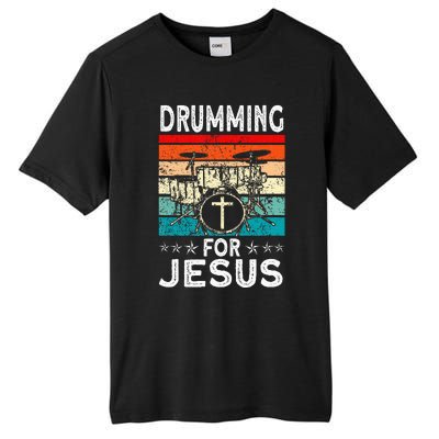 Best Drumming Art For Women Drummer Drum Drumming Jesus Tall Fusion ChromaSoft Performance T-Shirt