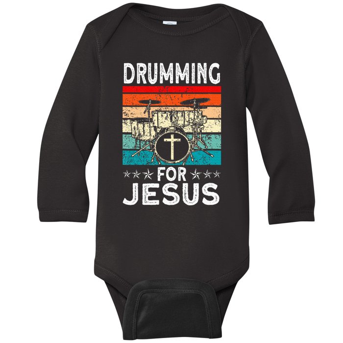 Best Drumming Art For Women Drummer Drum Drumming Jesus Baby Long Sleeve Bodysuit