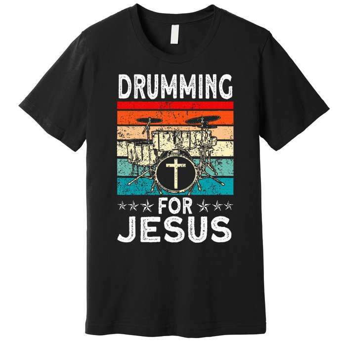 Best Drumming Art For Women Drummer Drum Drumming Jesus Premium T-Shirt