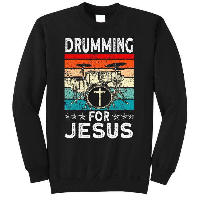 Best Drumming Art For Women Drummer Drum Drumming Jesus Tall Sweatshirt