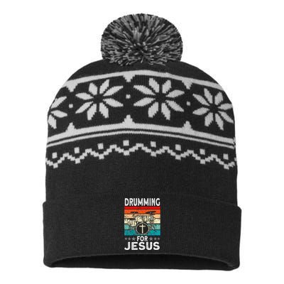 Best Drumming Art For Women Drummer Drum Drumming Jesus USA-Made Snowflake Beanie