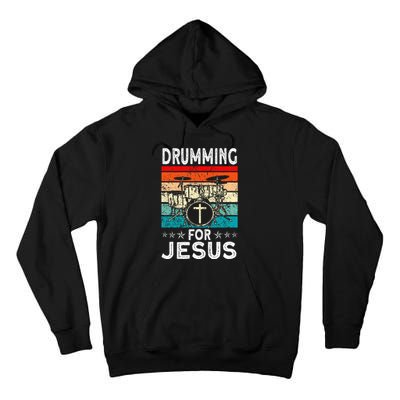 Best Drumming Art For Women Drummer Drum Drumming Jesus Tall Hoodie