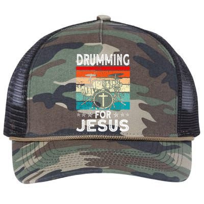 Best Drumming Art For Women Drummer Drum Drumming Jesus Retro Rope Trucker Hat Cap