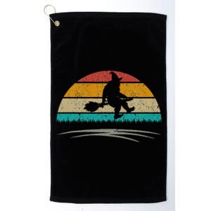 Bigfoot Drive A Stick Halloween Witch Broom Gifts Retro Platinum Collection Golf Towel