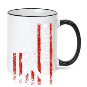 Baseball Dad American Flag For Dad Game Day Fathers Day Gift 11oz Black Color Changing Mug