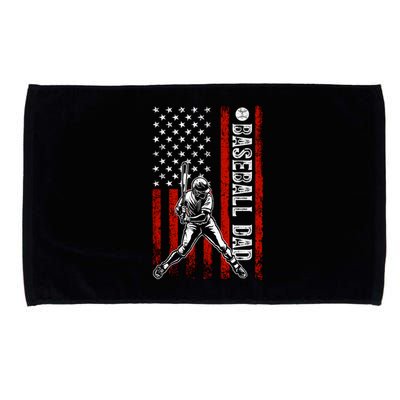 Baseball Dad American Flag For Dad Game Day Fathers Day Gift Microfiber Hand Towel