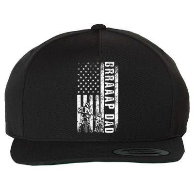 BRRAAAP DAD American Flag Dirt Bike Motocross Father's Day Wool Snapback Cap