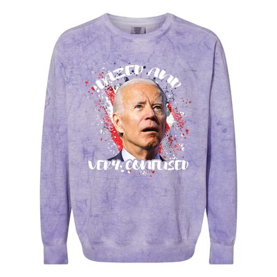 Biden Dazed And Very Confused Funny Anti Joe Biden Us Flag Colorblast Crewneck Sweatshirt