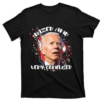 Biden Dazed And Very Confused Funny Anti Joe Biden Us Flag T-Shirt