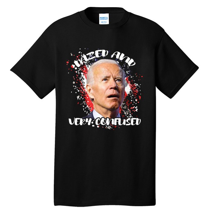 Biden Dazed And Very Confused Funny Anti Joe Biden Us Flag Tall T-Shirt