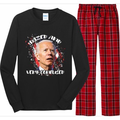 Biden Dazed And Very Confused Funny Anti Joe Biden Us Flag Long Sleeve Pajama Set