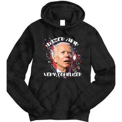 Biden Dazed And Very Confused Funny Anti Joe Biden Us Flag Tie Dye Hoodie