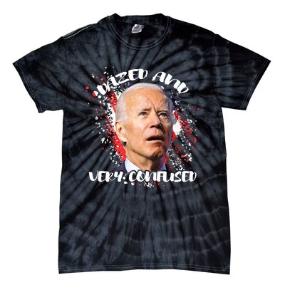 Biden Dazed And Very Confused Funny Anti Joe Biden Us Flag Tie-Dye T-Shirt