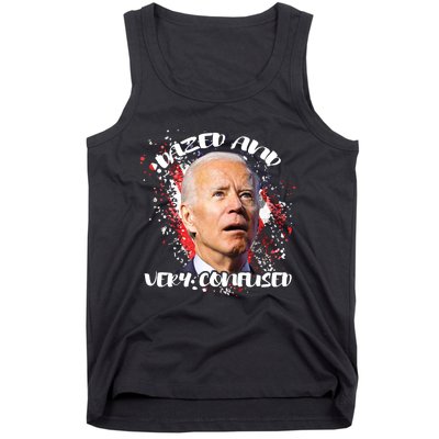 Biden Dazed And Very Confused Funny Anti Joe Biden Us Flag Tank Top