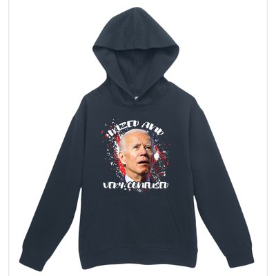 Biden Dazed And Very Confused Funny Anti Joe Biden Us Flag Urban Pullover Hoodie