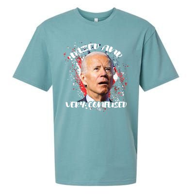 Biden Dazed And Very Confused Funny Anti Joe Biden Us Flag Sueded Cloud Jersey T-Shirt