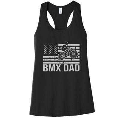 BMX Dad American Flag Gift Women's Racerback Tank