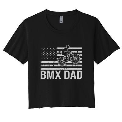 BMX Dad American Flag Gift Women's Crop Top Tee