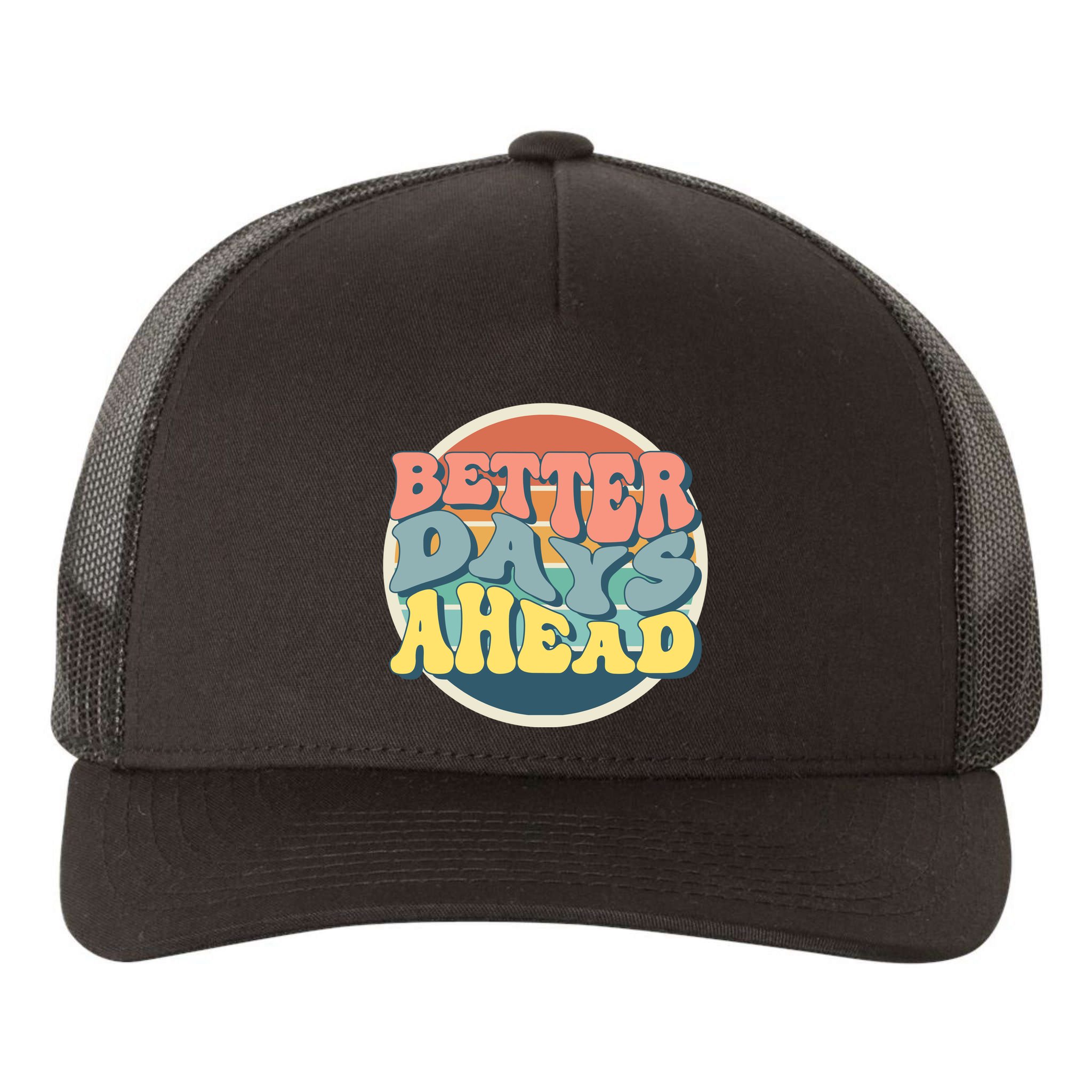 Better Days Ahead Retro Sunset Yupoong Adult 5-Panel Trucker Hat
