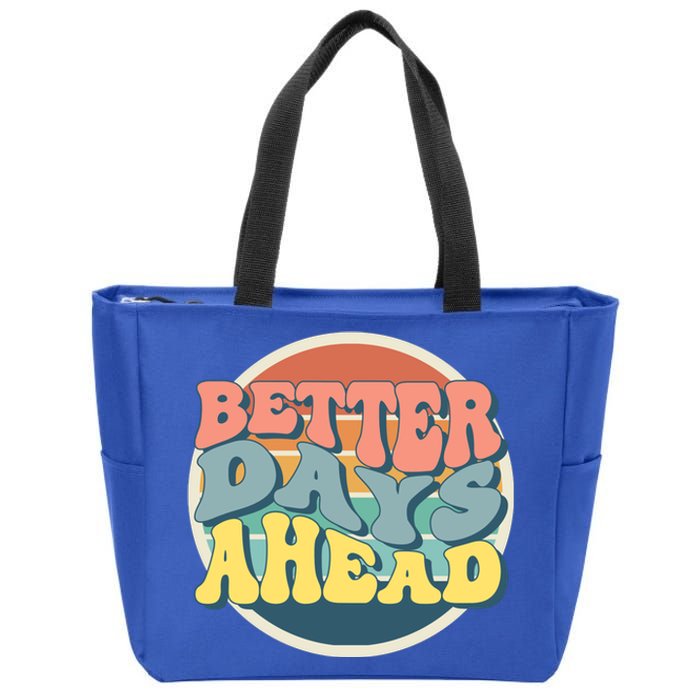 Better Days Ahead Retro Sunset Zip Tote Bag