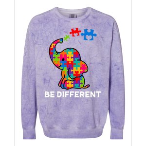 Be Different Autism Awareness Elephant Colorblast Crewneck Sweatshirt