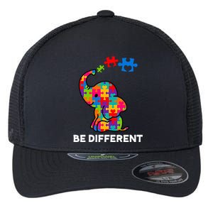 Be Different Autism Awareness Elephant Flexfit Unipanel Trucker Cap