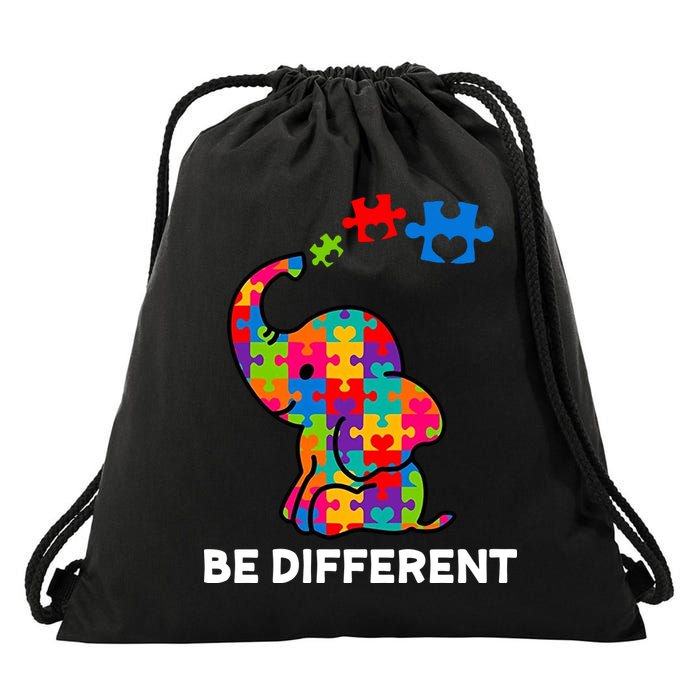 Be Different Autism Awareness Elephant Drawstring Bag