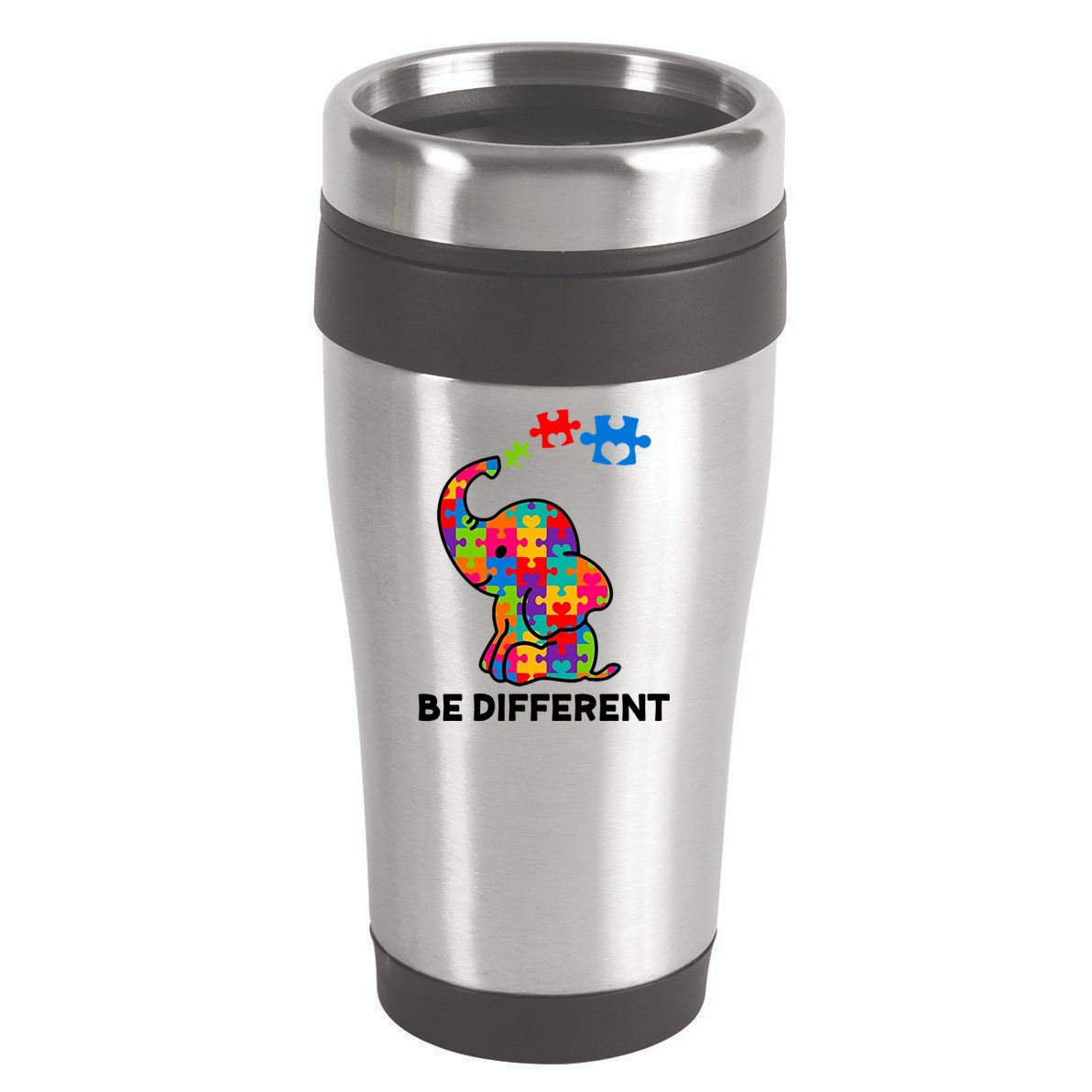 Be Different Autism Awareness Elephant 16oz Travel Tumbler