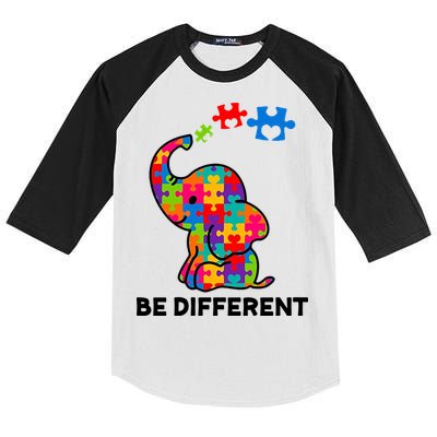 Be Different Autism Awareness Elephant Kids Colorblock Raglan Jersey