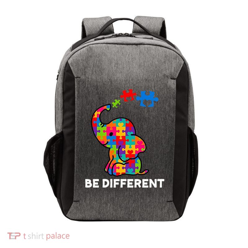 Be Different Autism Awareness Elephant Vector Backpack