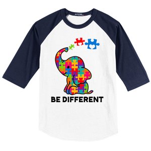 Be Different Autism Awareness Elephant Baseball Sleeve Shirt