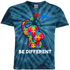 Be Different Autism Awareness Elephant Kids Tie-Dye T-Shirt