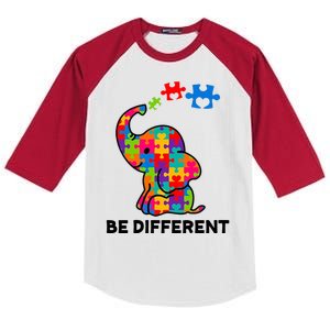 Be Different Autism Awareness Elephant Kids Colorblock Raglan Jersey