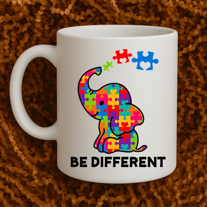Be Different Autism Awareness Elephant Mug