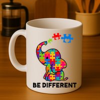 Be Different Autism Awareness Elephant Mug