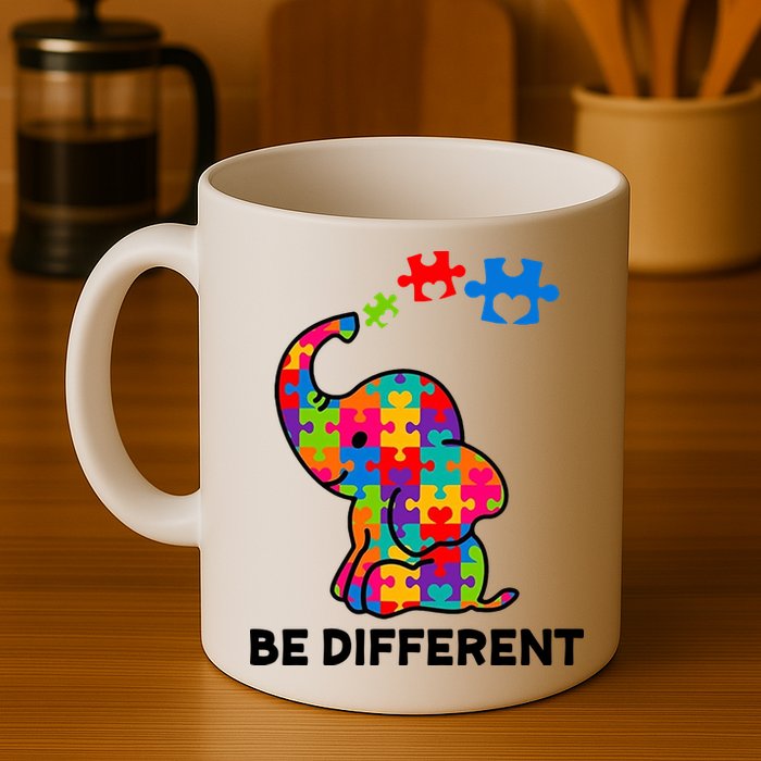 Be Different Autism Awareness Elephant Mug