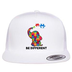 Be Different Autism Awareness Elephant Flat Bill Trucker Hat