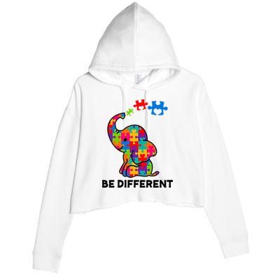 Be Different Autism Awareness Elephant Crop Fleece Hoodie