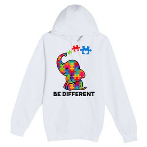 Be Different Autism Awareness Elephant Premium Pullover Hoodie