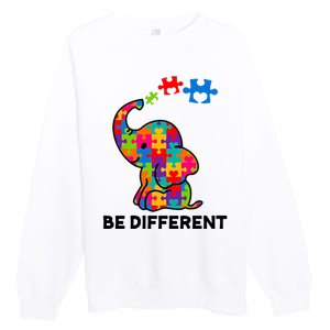 Be Different Autism Awareness Elephant Premium Crewneck Sweatshirt