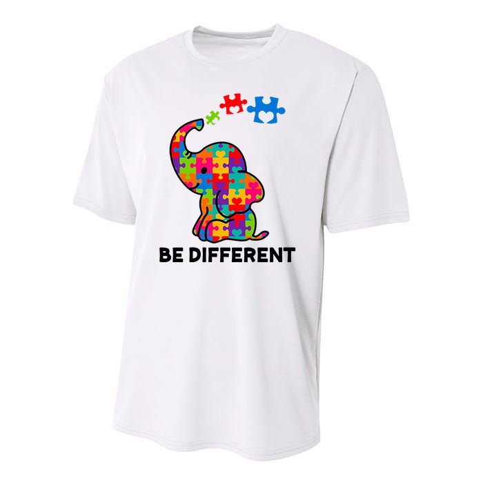 Be Different Autism Awareness Elephant Youth Performance Sprint T-Shirt