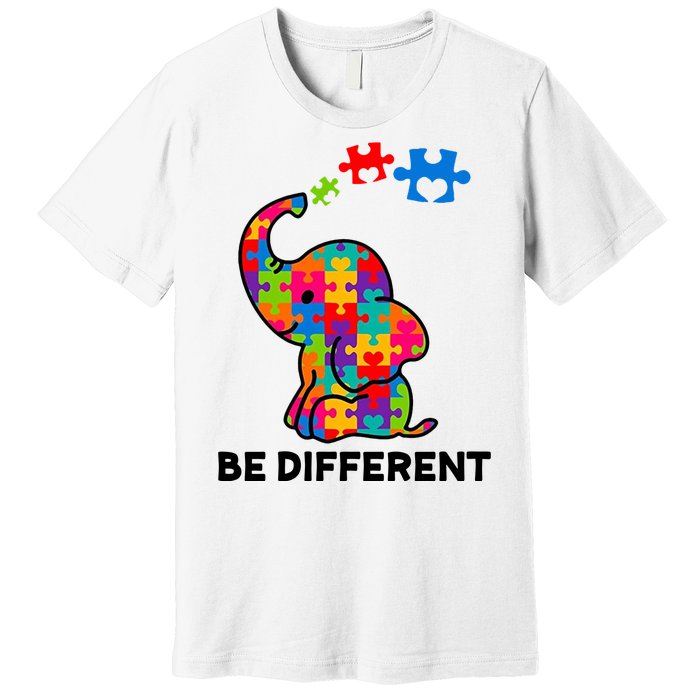 Be Different Autism Awareness Elephant Premium T-Shirt