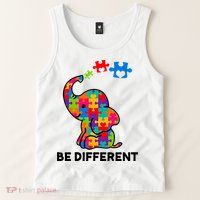 Be Different Autism Awareness Elephant Tank Top