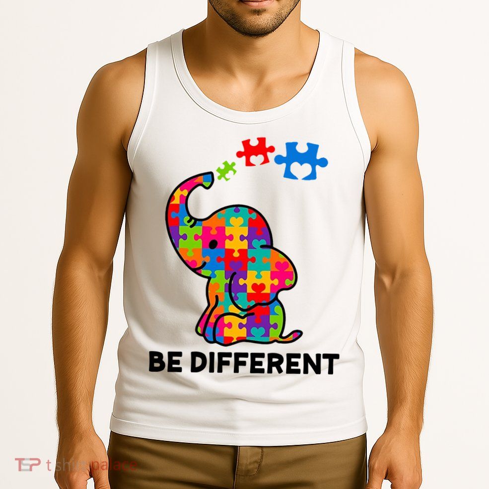 Be Different Autism Awareness Elephant Tank Top