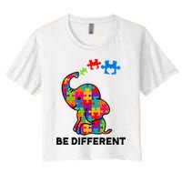 Be Different Autism Awareness Elephant Women's Crop Top Tee