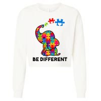 Be Different Autism Awareness Elephant Cropped Pullover Crew