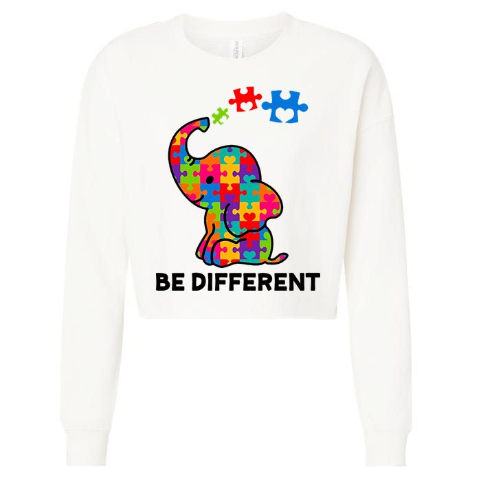 Be Different Autism Awareness Elephant Cropped Pullover Crew