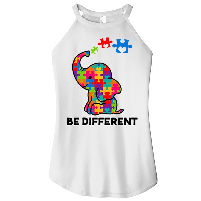 Be Different Autism Awareness Elephant Women's Perfect Tri Rocker Tank