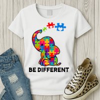 Be Different Autism Awareness Elephant Womens T-Shirt